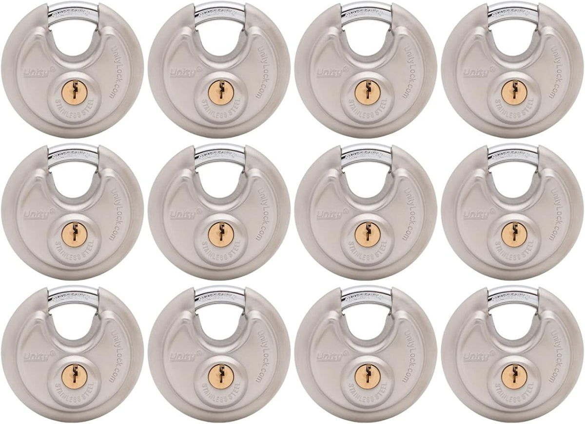 Stainless Steel Disc Padlock, Same Key Open, 2-3/4" (70mm), 12 V2242