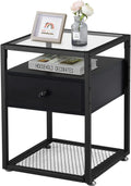 Black Nightstand with Drawer and Shelf T4770