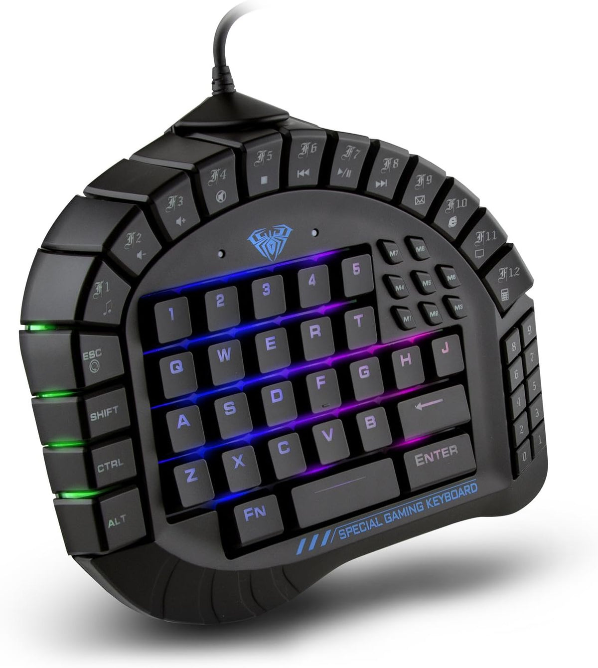 One Handed Mechanical Gaming Keyboard with Blue Switches and RGB Backlit E222