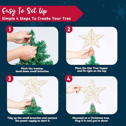 9.5inch Metal Beaded Star Tree Topper D755