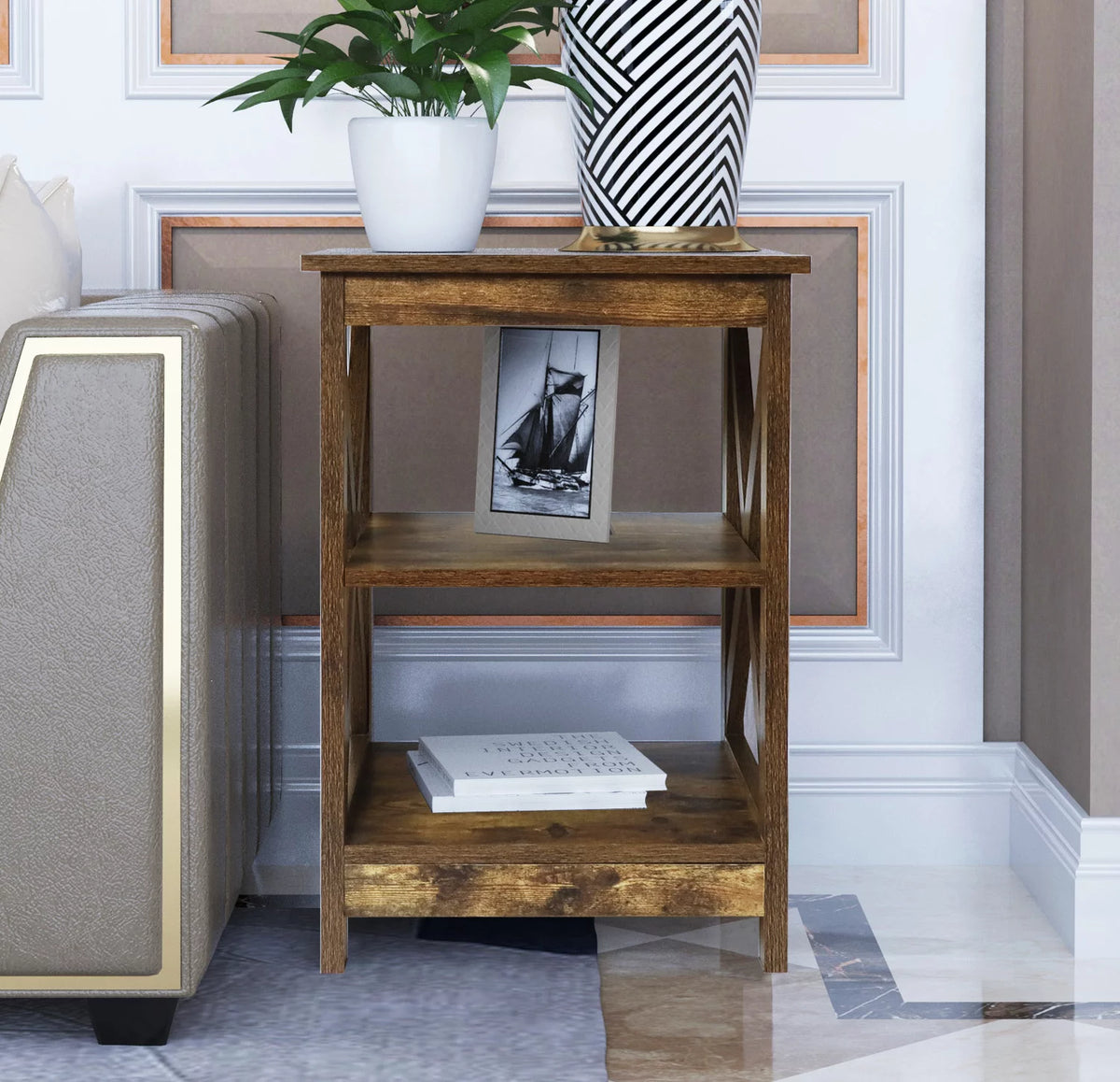 Wood 3-Tier End Table O7432