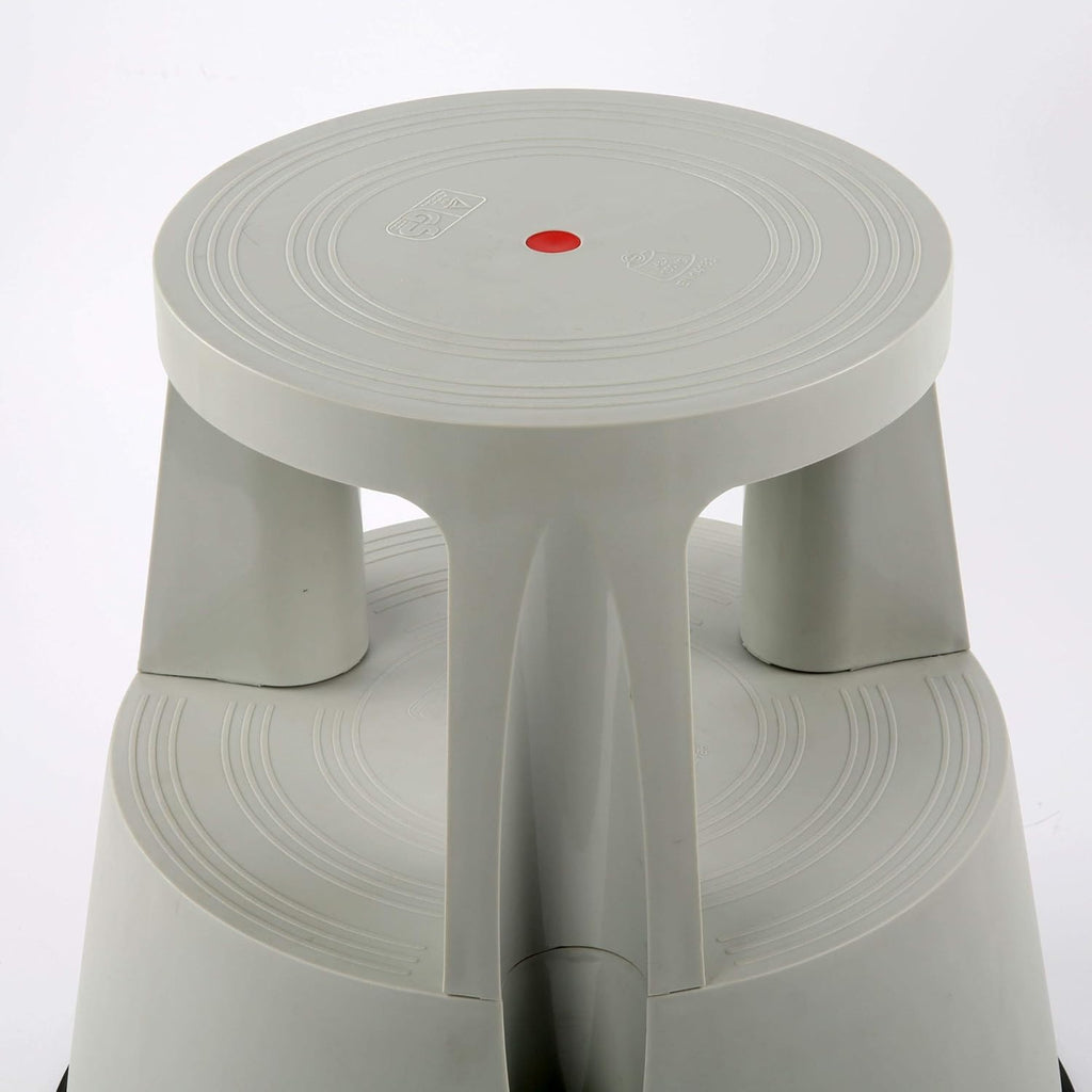 Gray Rolling 2-Step Plastic Stepstool with Non-Slip Platform Wheels J418