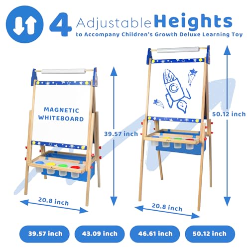 Adjustable Wooden Kids Art Easel with Whiteboard & Chalkboard N482