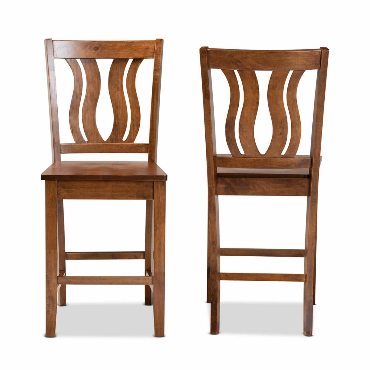 Brown Wood 2-Piece Counter Stool Set N738