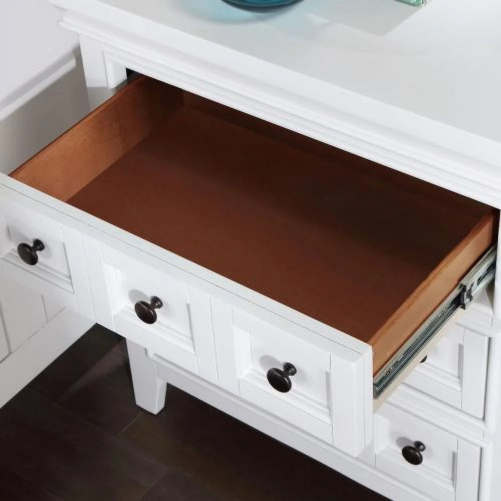 White Solid Wood 3-Drawer Nightstand O15793