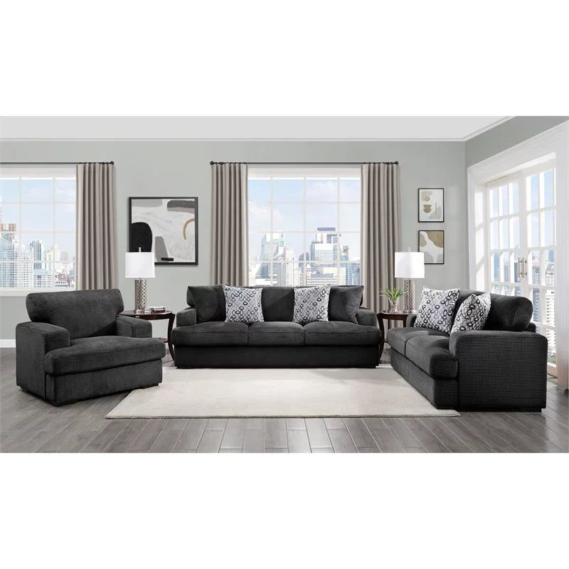Gray Microfiber Loveseat with 2 Pillows R60331