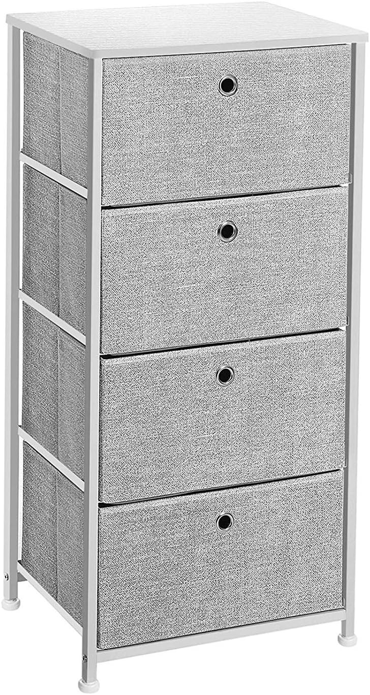4 Tier Black Dresser Storage Cabinet with 4 Fabric Drawers G729