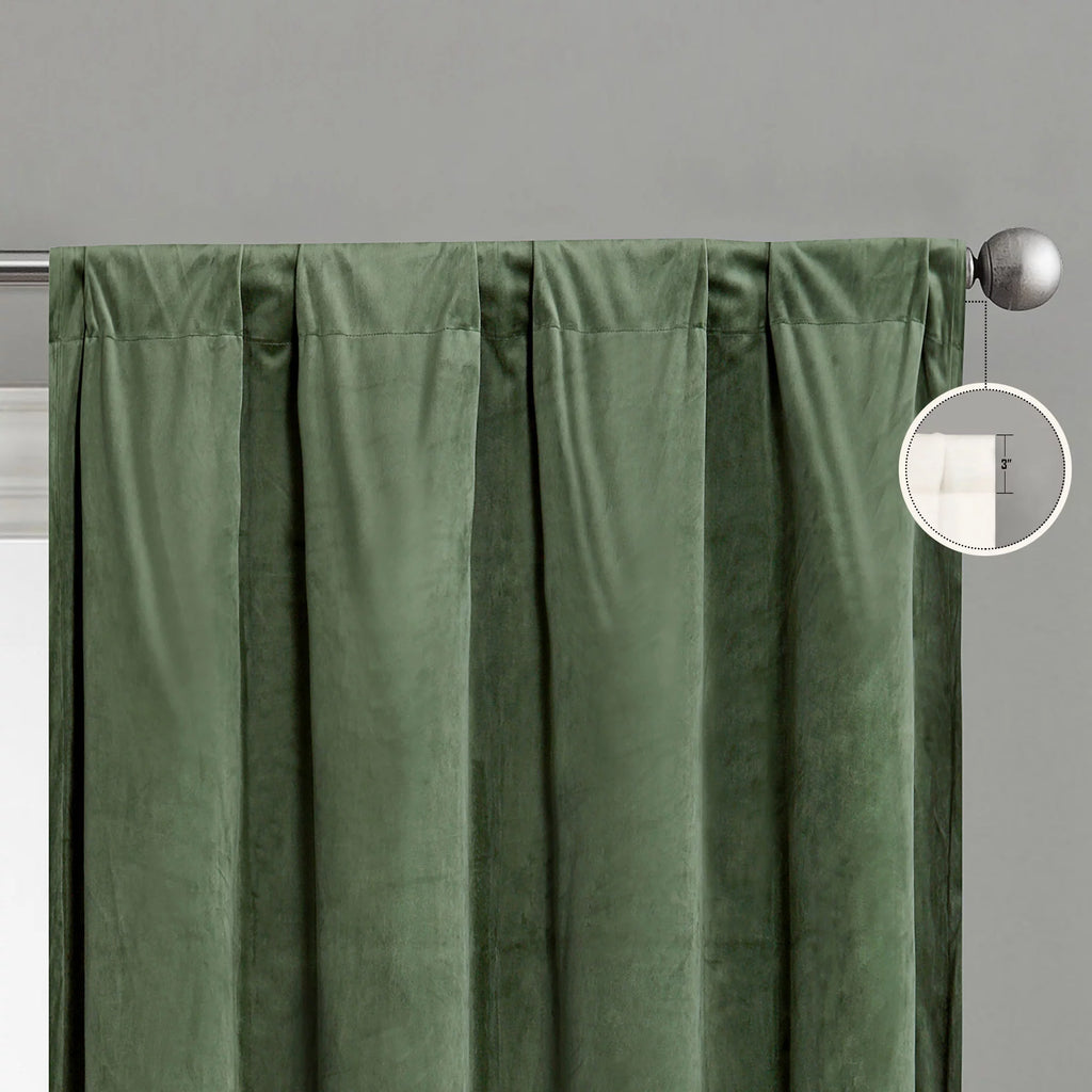 Evergreen Velvet Room Darkening Curtain Panel Pair with Rod Pocket G62593