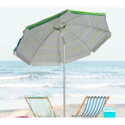 6.5 ft Sun Shade Patio Beach Umbrella with Carry Bag Green F933413
