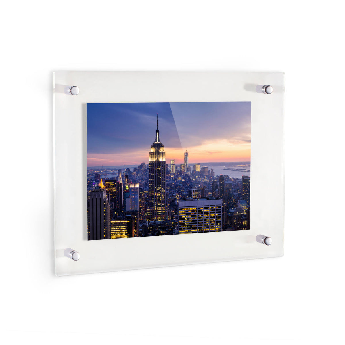 Acrylic Floating Frame for Pictures Up to 9x32 Inches with Polished Chrome Standoff Z896
