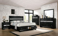 Black Solid Wood Queen Bedroom Set 6pcs O503