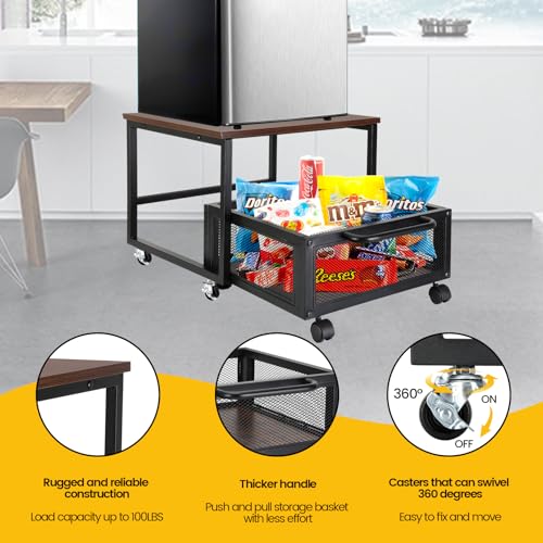 Retro Mini Fridge Stand with Wheels X290