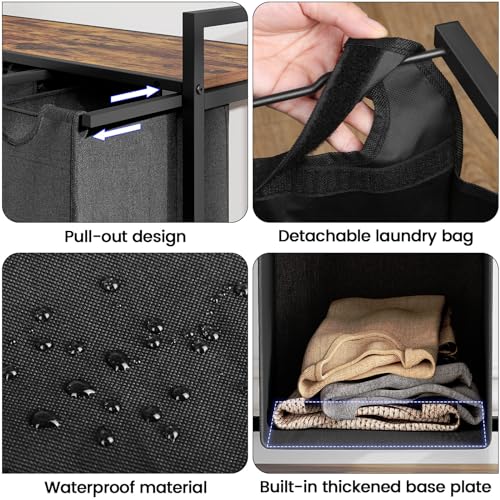 3 Pull Out Removable Laundry Sorter Bags Rolling Laundry Hamper with Wheels I340568