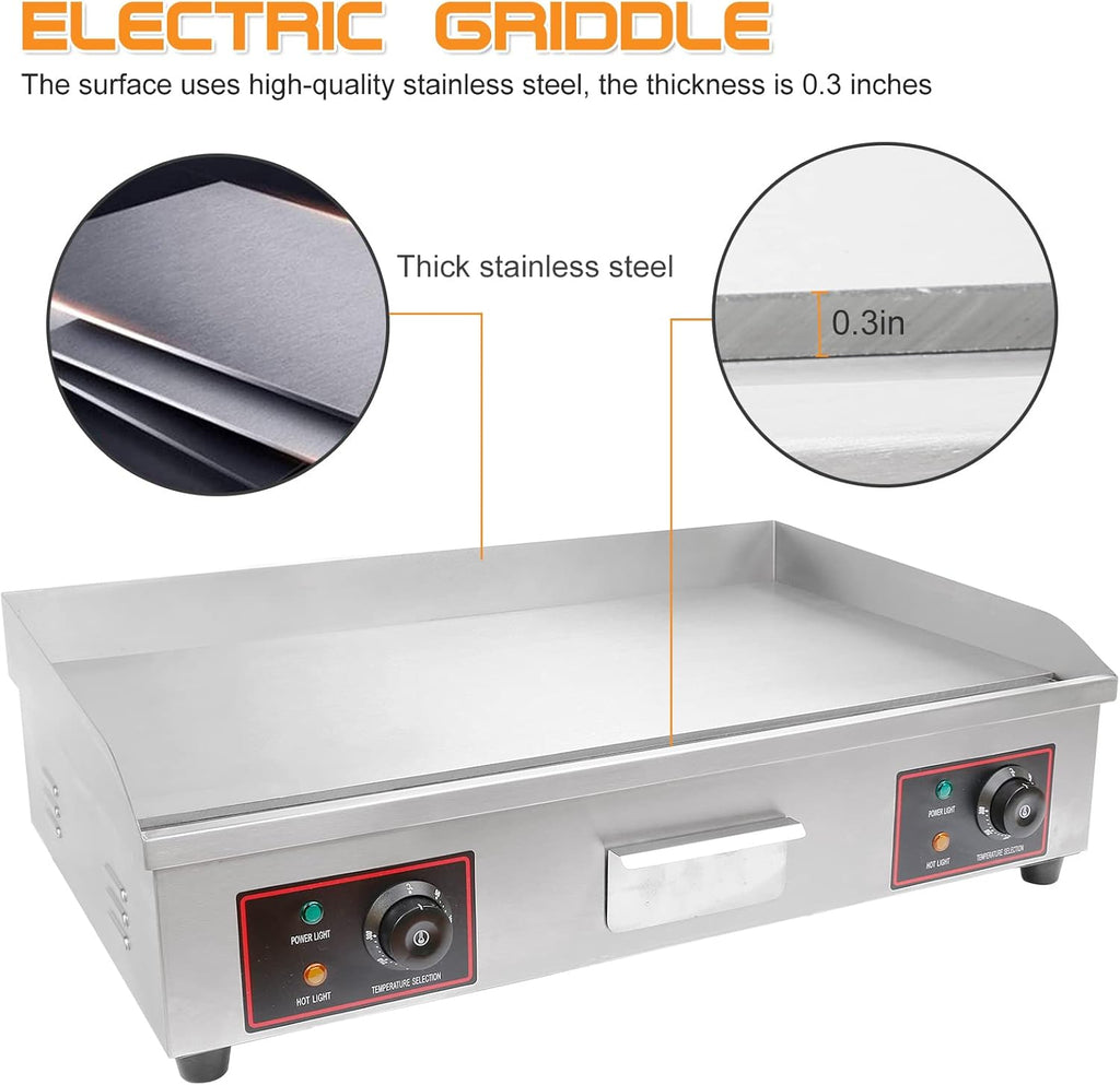 22 Inch Stainless Electric Countertop Griddle N726988
