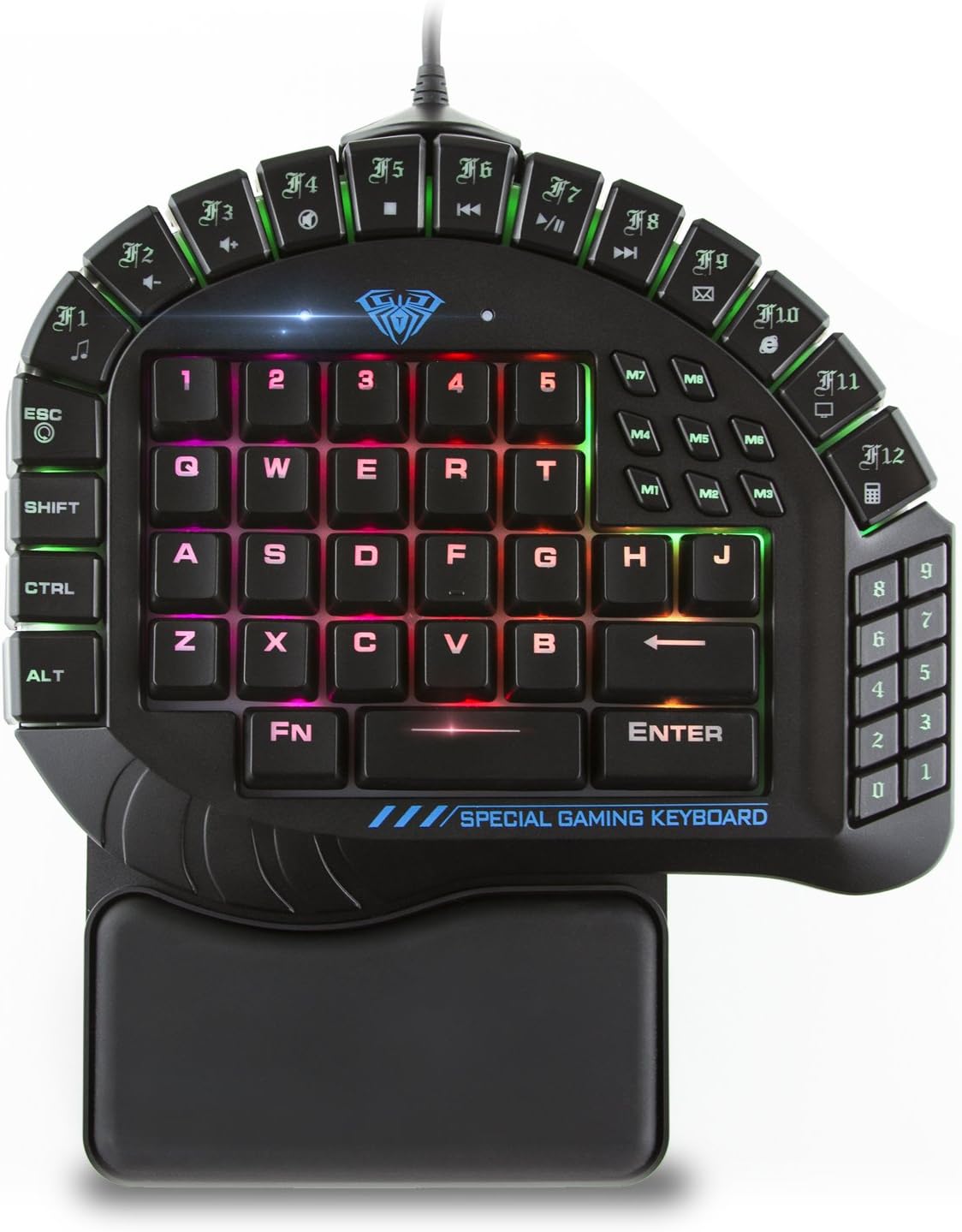 One Handed Mechanical Gaming Keyboard with Blue Switches and RGB Backlit E222