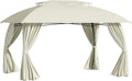 Beige Steel Frame Patio Gazebo with Sidewalls E857
