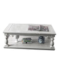 Antique White Plank Top Coffee Table with Open Shelf Q59691
