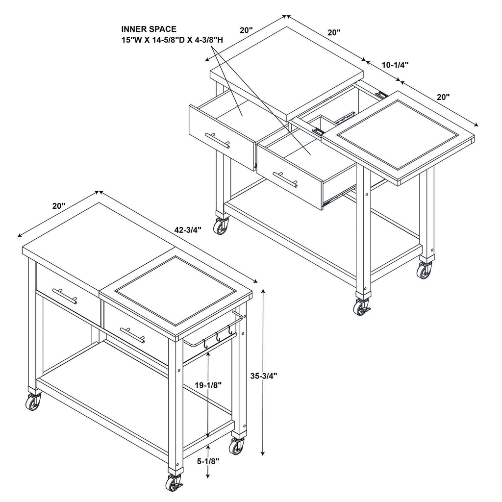 White Kitchen Cart Z98267