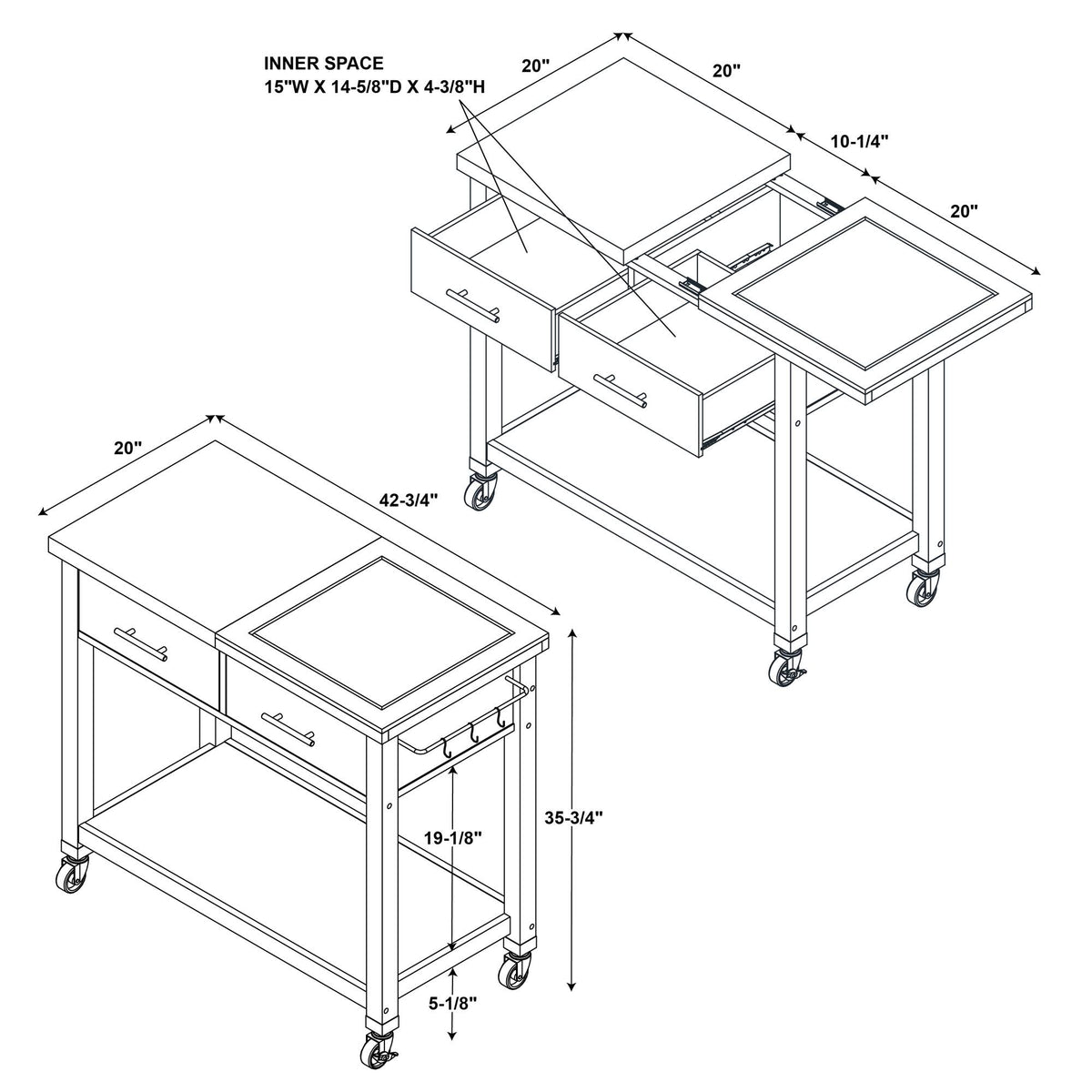White Kitchen Cart Z98267