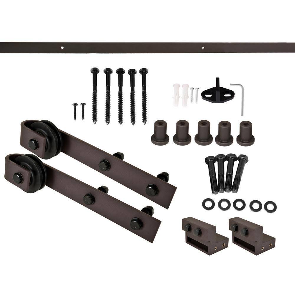 Red Walnut Stained Pine Wood Interior Sliding Barn Door with Hardware Kit Z530