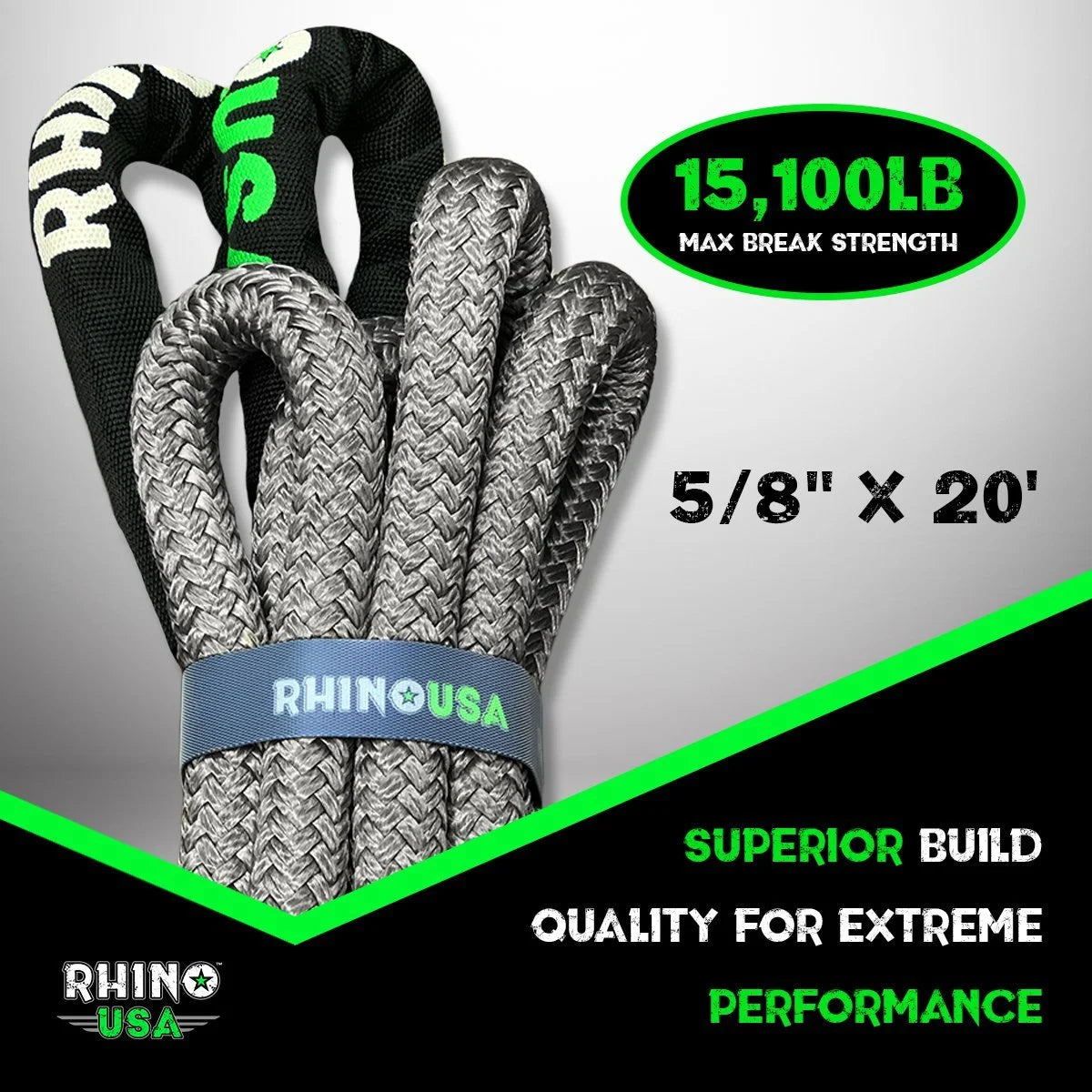 Kinetic Recovery Tow Rope 1in x 30ft Gray D506333