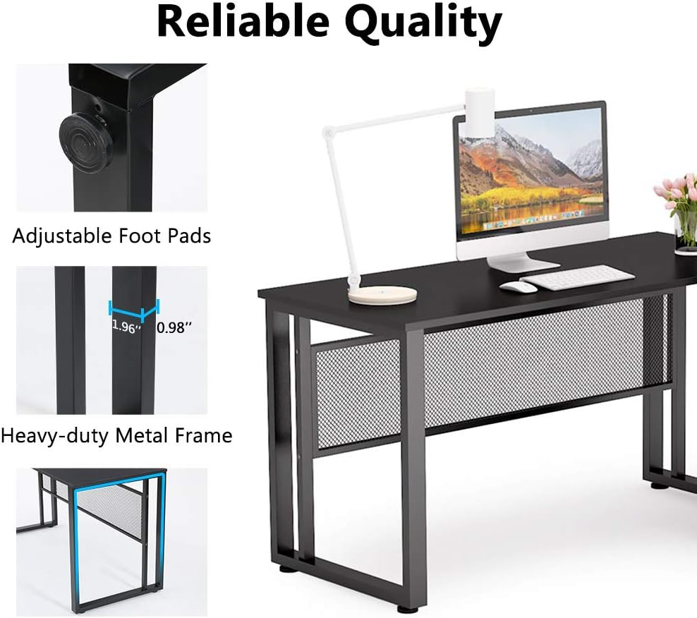 Black 55 inch L-Shaped Computer Desk with File Cabinet D308