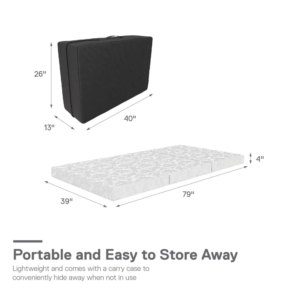 4-Inch Tri Folding Mattress with Carry Bag, Twin Size W950
