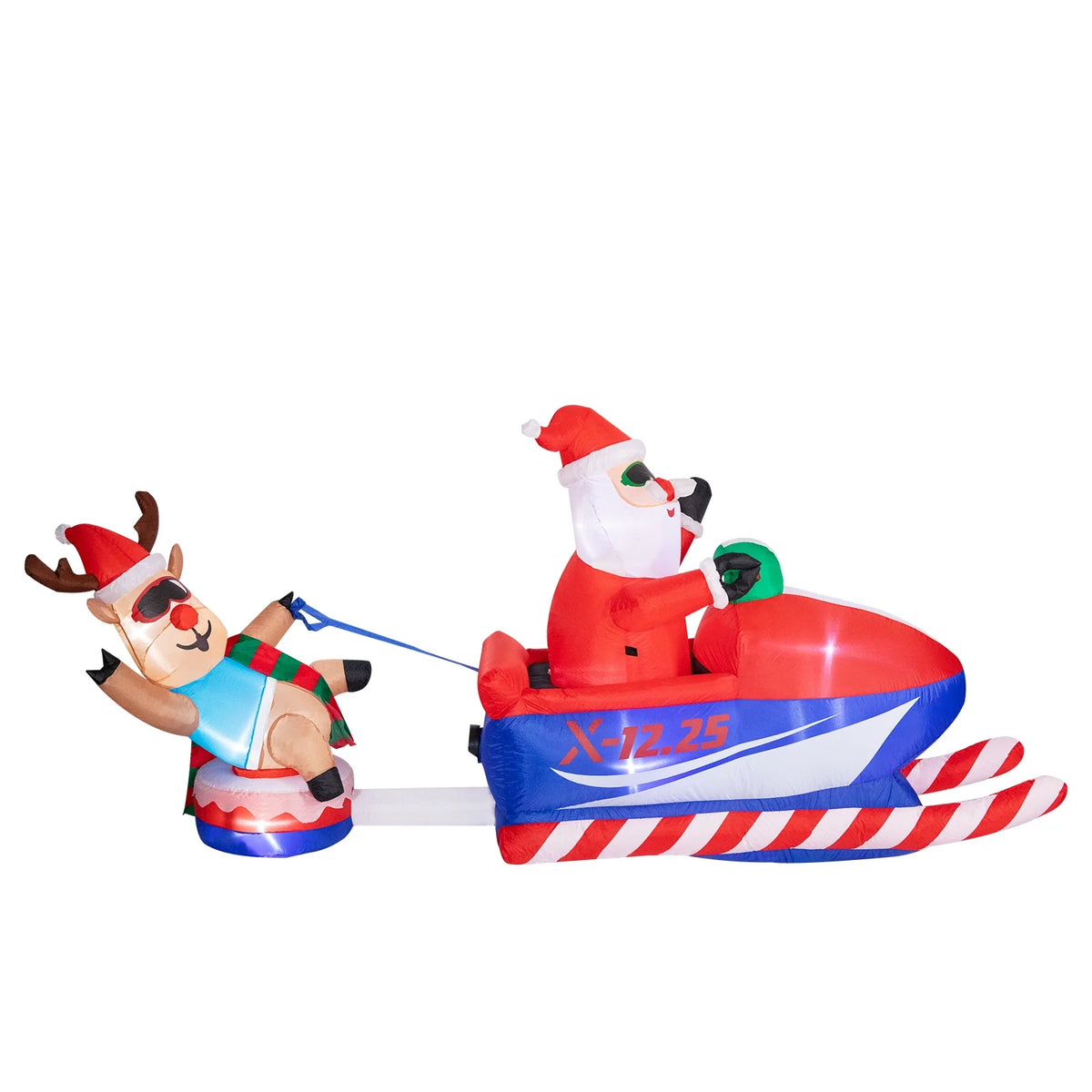 Snowmobile Santa Claus and Reindeer Sleigh Inflatable with LED I814