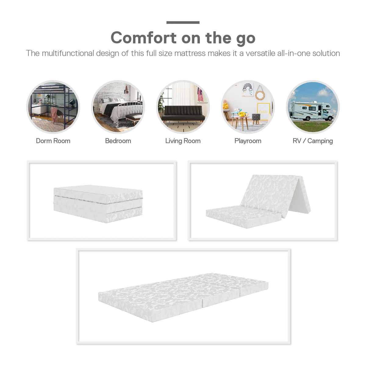 4-Inch Tri Folding Mattress with Carry Bag, Twin Size W950