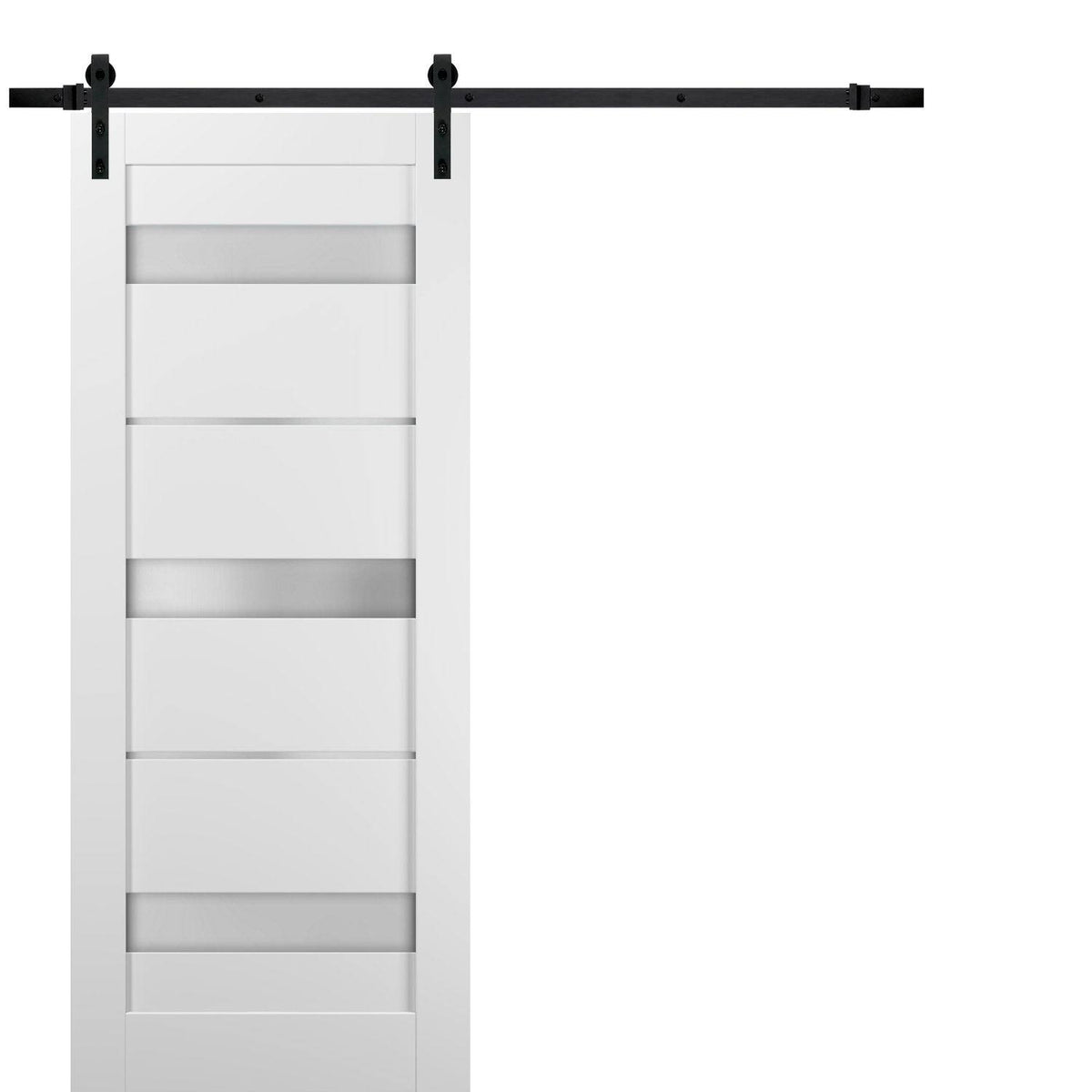Sliding Barn Door Hardware with Frosted Opaque Glass M290