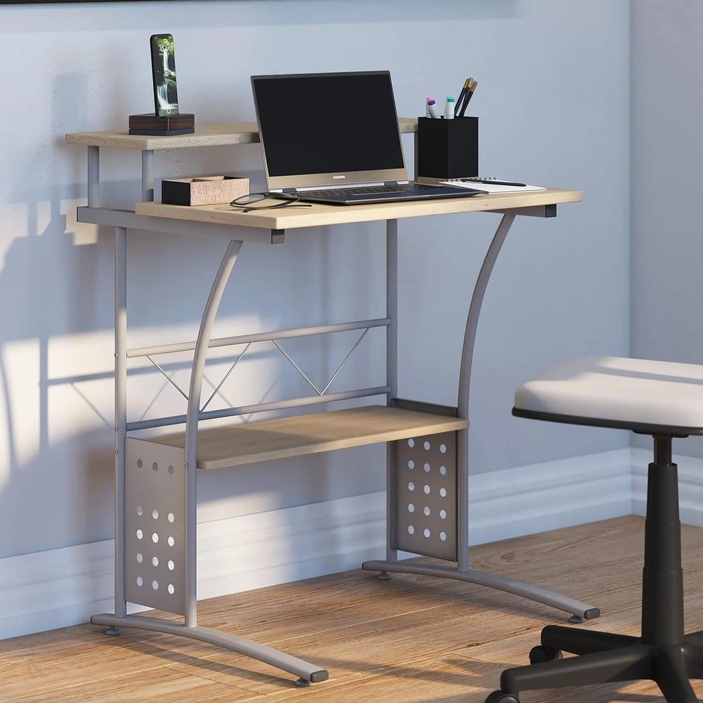 28 Inches Wide Computer Desk with Monitor Platform and Storage Shelf N249