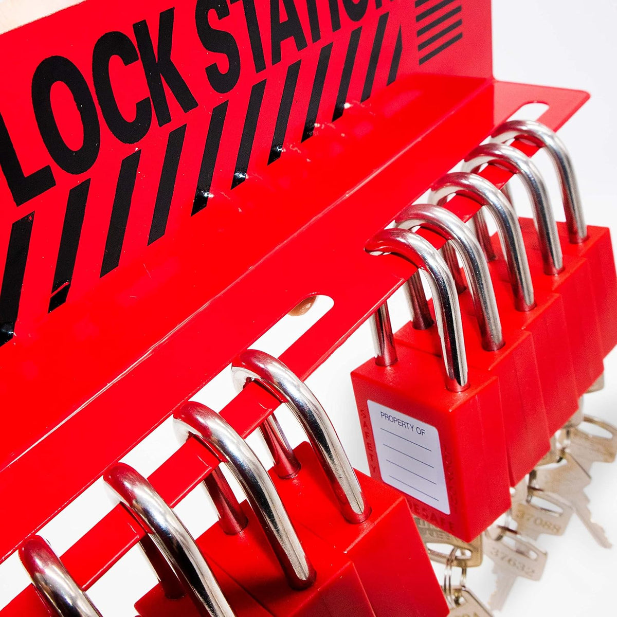 Lockout Tagout Station with 10 Padlocks, Carbon Steel Body, Pack of 2 R349