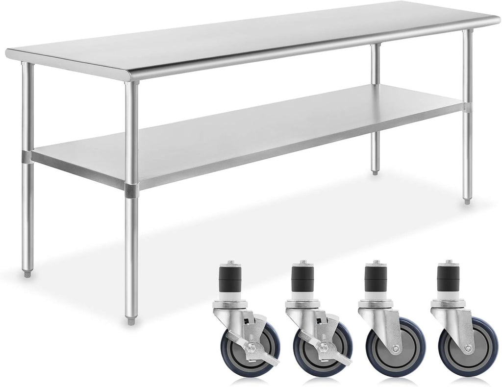 NSF Stainless Steel Commercial Kitchen Prep & Work Table with 4 Casters B63162