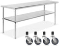 NSF Stainless Steel Commercial Kitchen Prep & Work Table with 4 Casters B63162