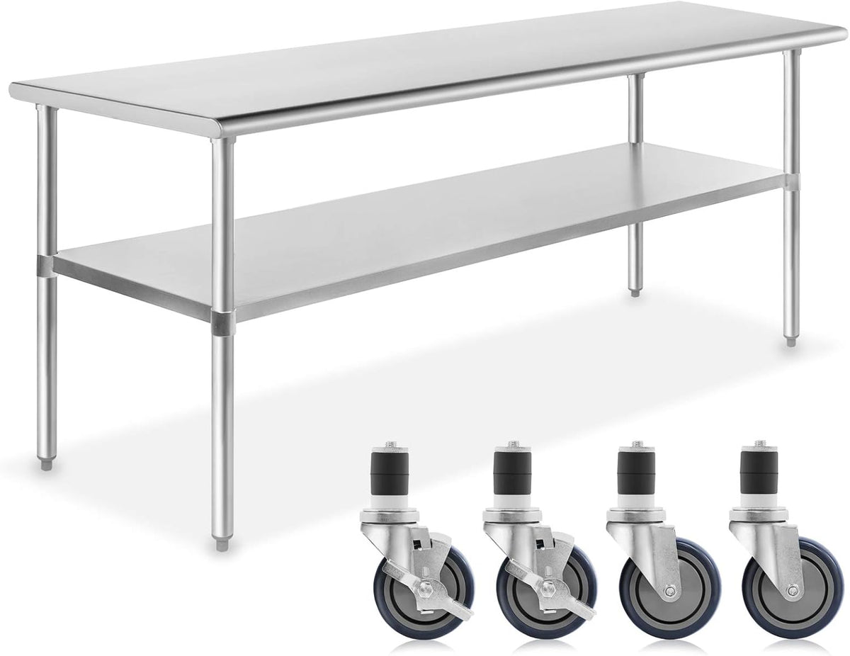 NSF Stainless Steel Commercial Kitchen Prep & Work Table with 4 Casters B63162