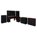 Black L Shaped Desk with Hutch and Storage C30032