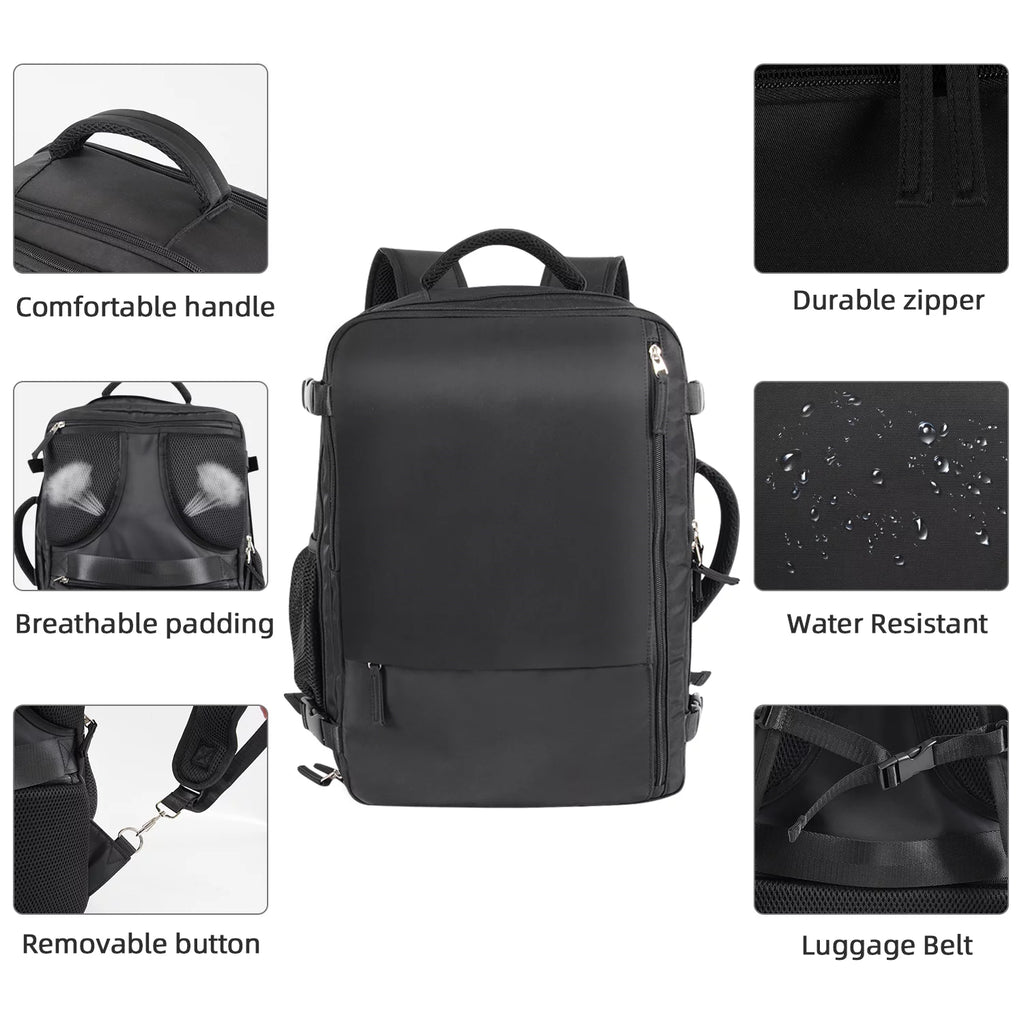 Black Waterproof Travel Backpack P462069
