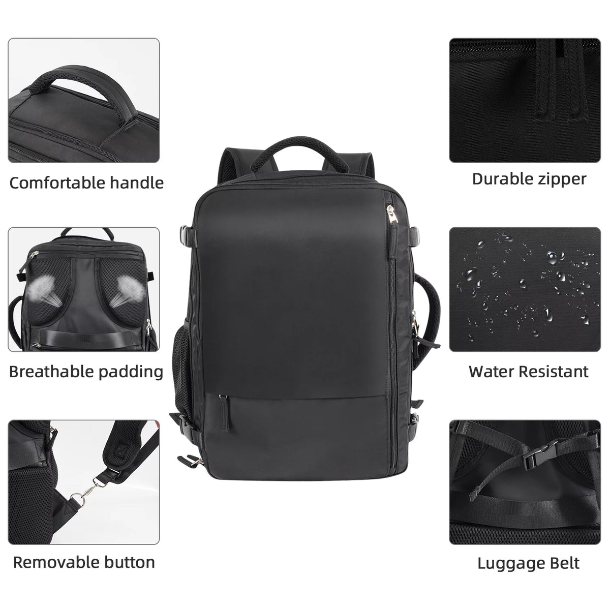 Black Waterproof Travel Backpack P462069