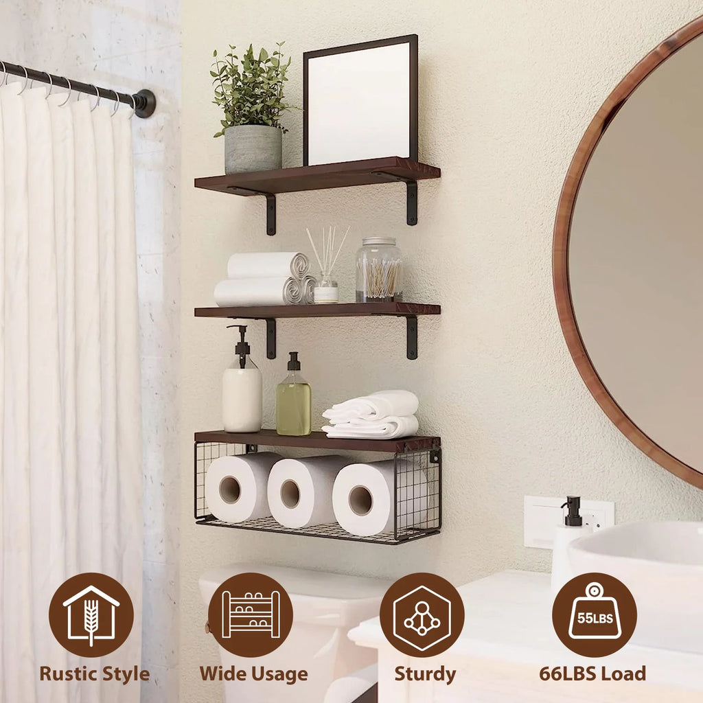 Wall Mount Storage Shelves with Basket S12435