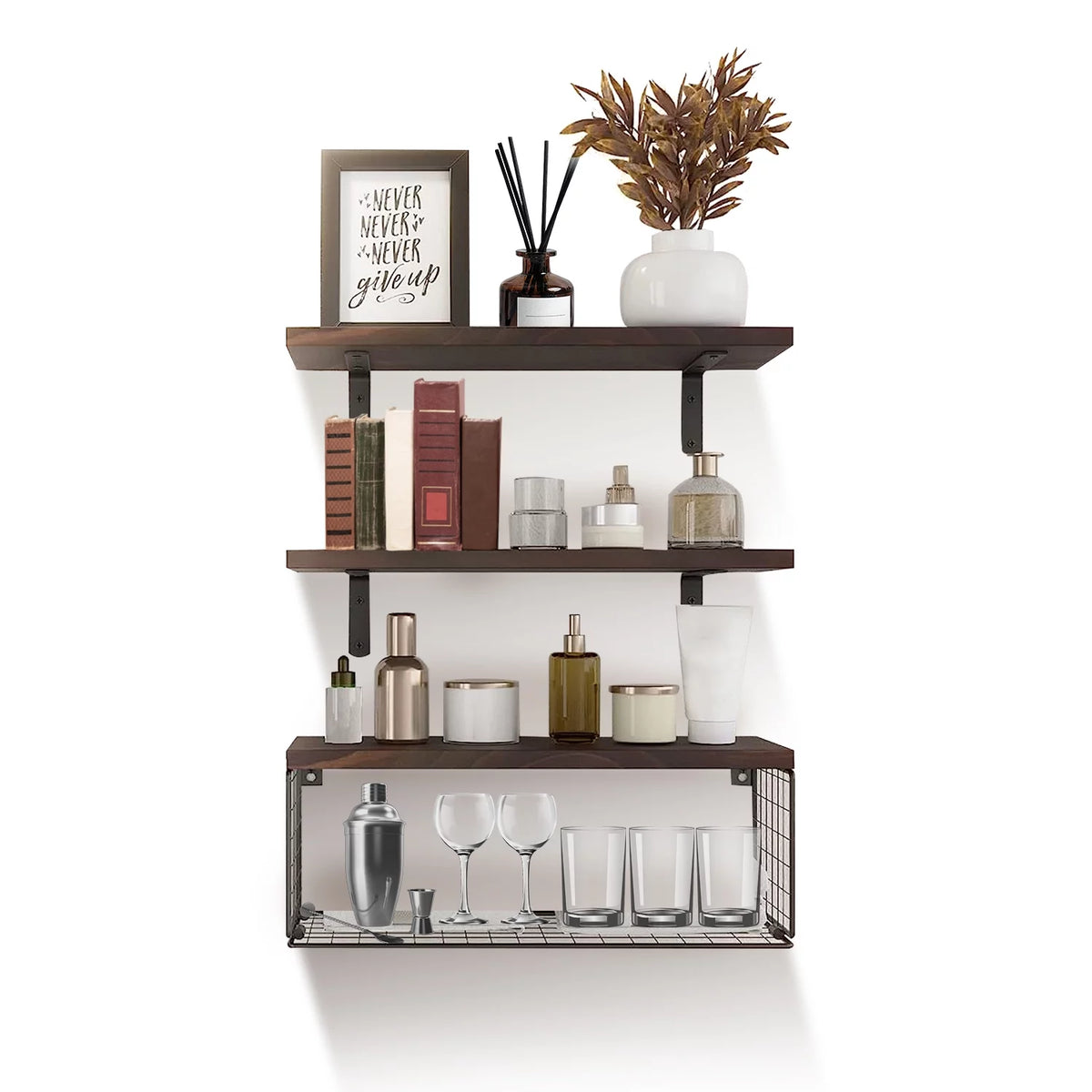 Wall Mount Storage Shelves with Basket S12435