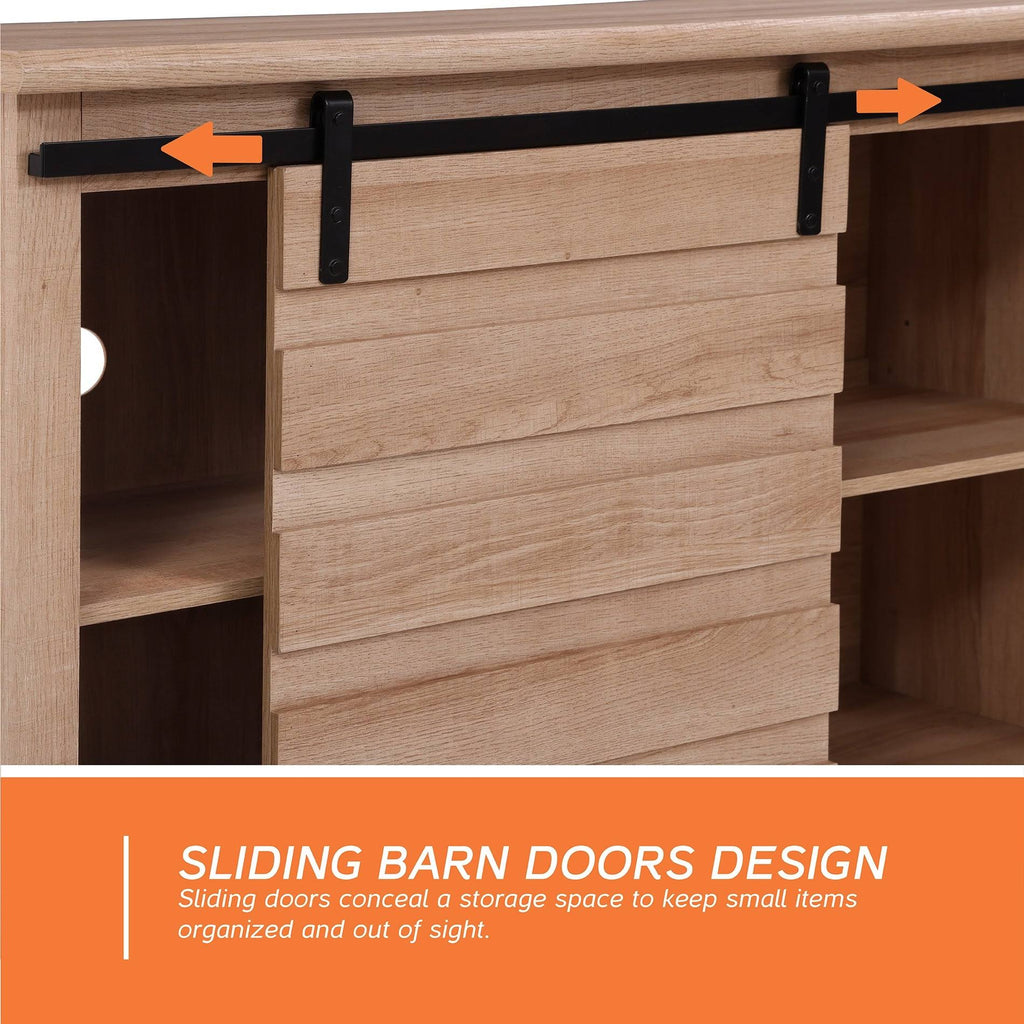Oak Sliding Barn Door TV Stand Storage Cabinet O715