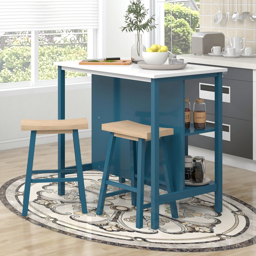 3-piece Wood Kitchen Island Set with 2 Seatings G673