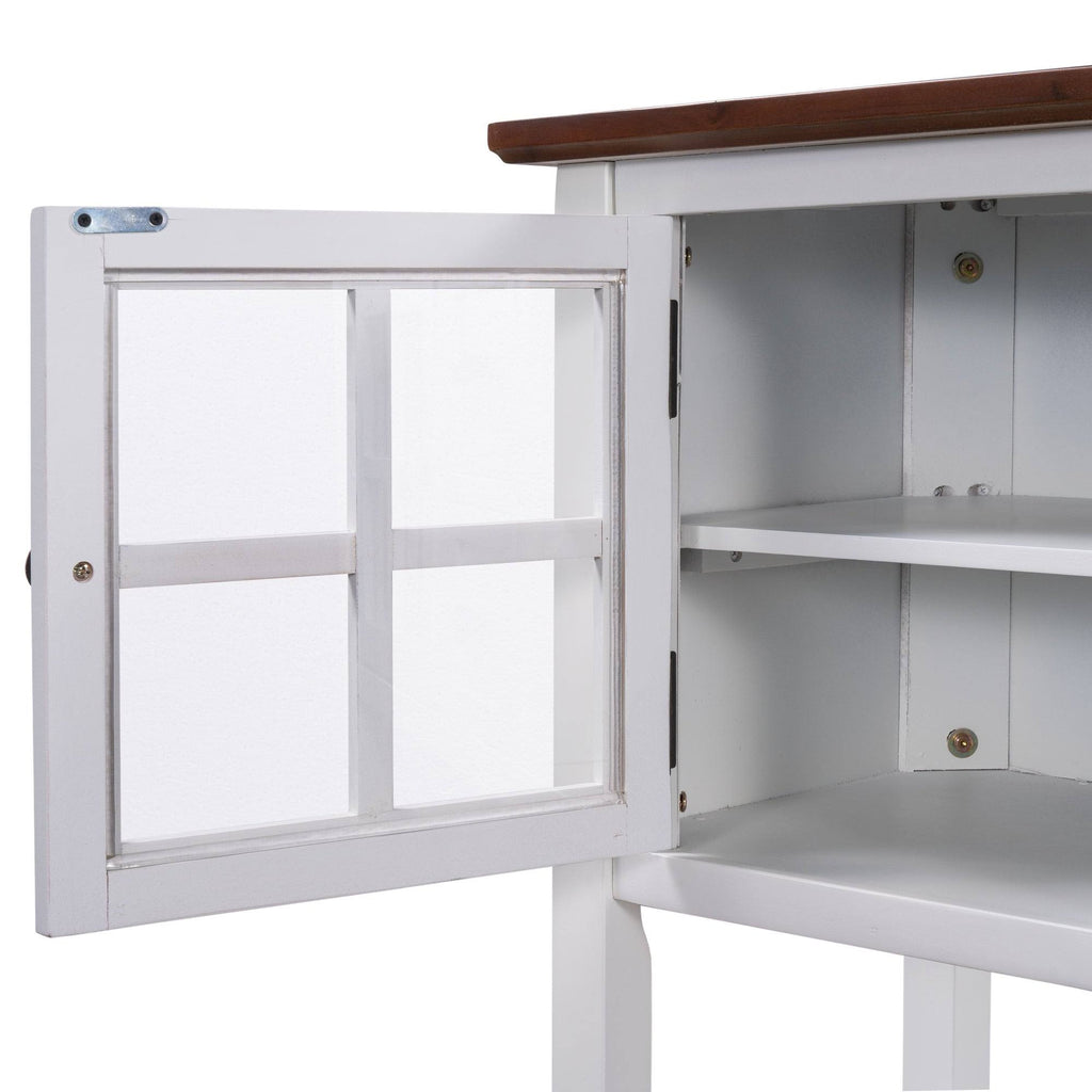 Modern Console Table with 2 Drawer, Cabinet, Shelf, White and Brown Wood A204