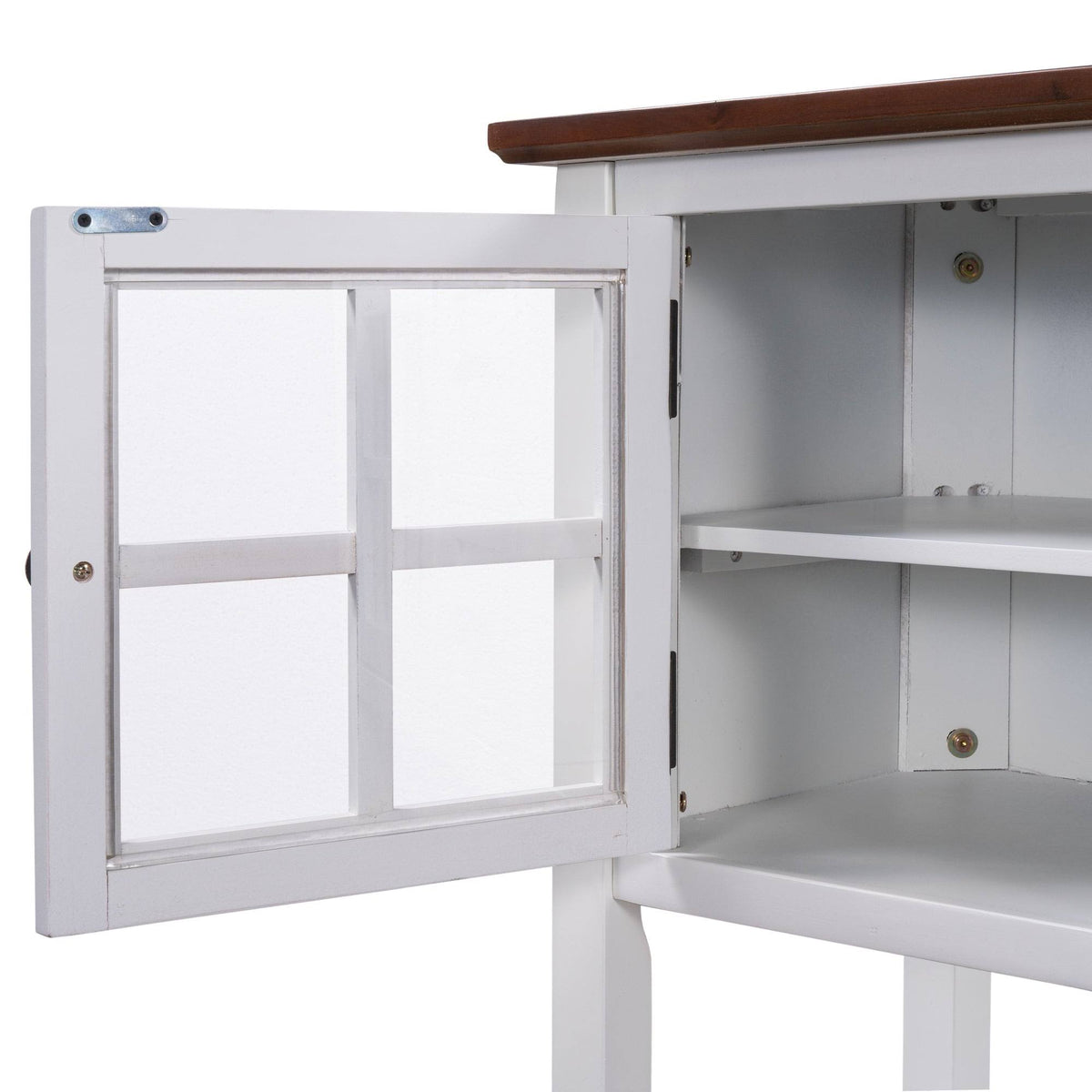 Modern Console Table with 2 Drawer, Cabinet, Shelf, White and Brown Wood A204