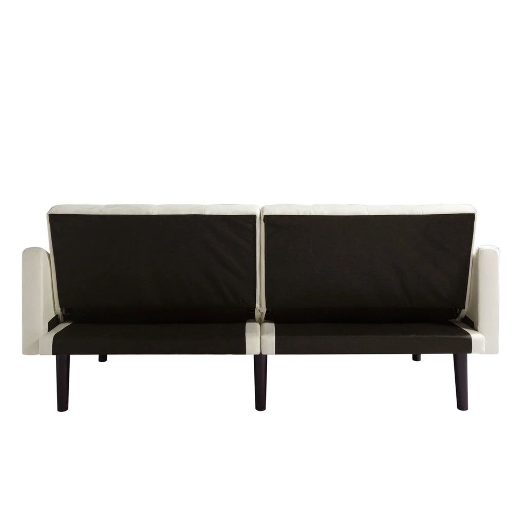 Beige Velvet Futon Sofa Bed with Pillows U82920