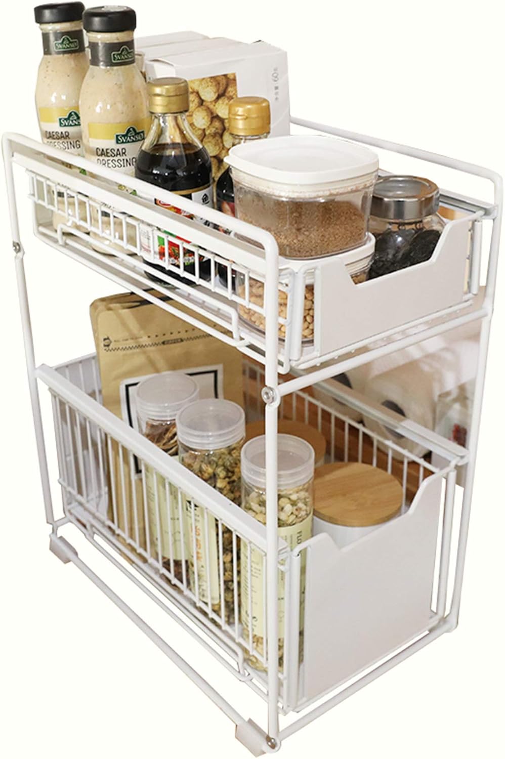 Under Sink Organizer with Sliding Drawer White N738
