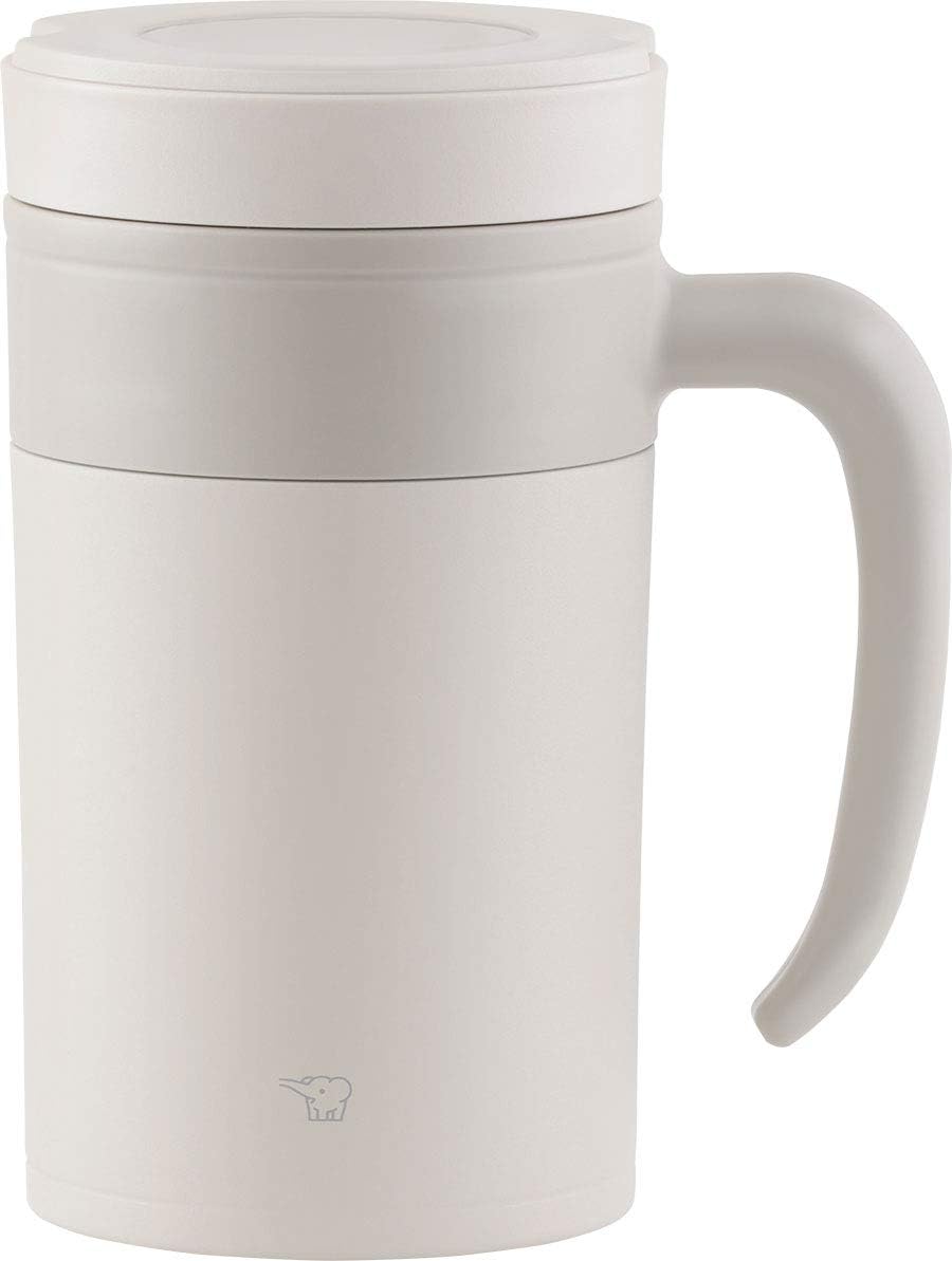 Off White 16-Ounce Stainless Tea Tumbler with Handle L178