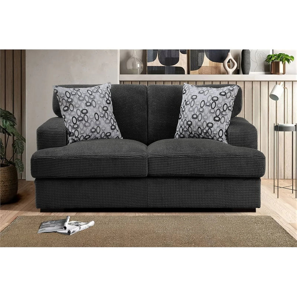 Gray Microfiber Loveseat with 2 Pillows R60331