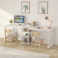 White 78 Inches Rectangle Computer Desk with Shelves C7867
