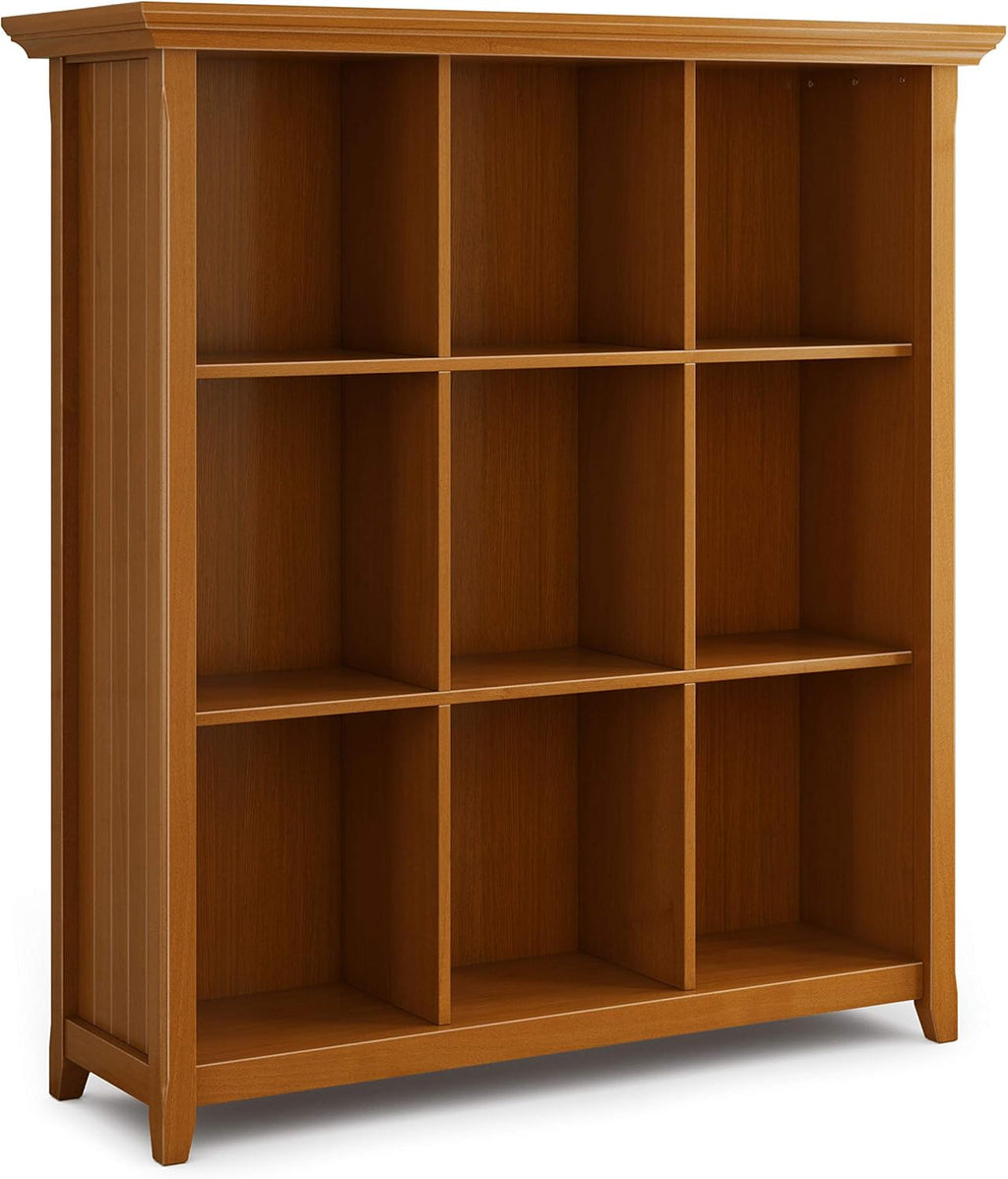 Black Solid Wood 9 Cube Bookcase with 9 Shelves L7853